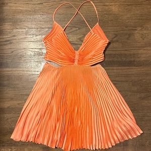 A.L.C. Coral pleated mini dress with side cut outs